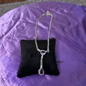 Beautiful Sterling silver necklace with 2 purple amethyst